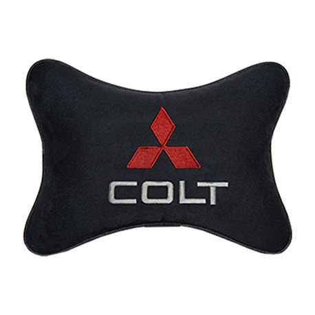 Подушка на подголовник алькантара Black c логотипом автомобиля MITSUBISHI COLT