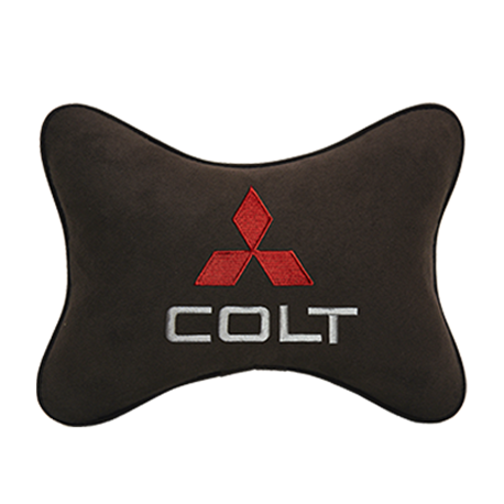 Подушка на подголовник алькантара Coffee c логотипом автомобиля MITSUBISHI COLT