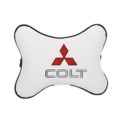 Подушка на подголовник экокожа Milk c логотипом автомобиля MITSUBISHI COLT