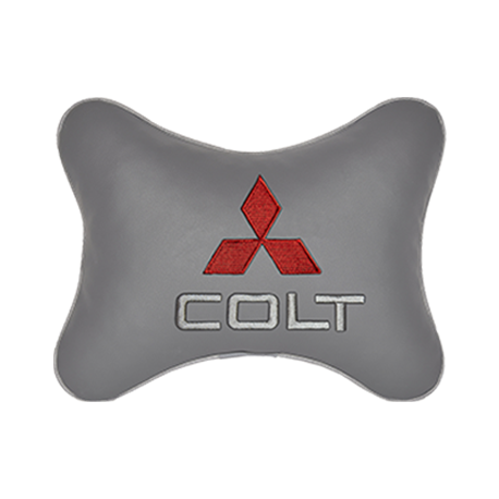 Подушка на подголовник экокожа L.Grey c логотипом автомобиля MITSUBISHI COLT