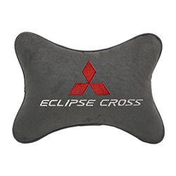 Подушка на подголовник алькантара D.Grey c логотипом автомобиля MITSUBISHI Eclipse Cross
