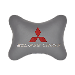 Подушка на подголовник экокожа L.Grey c логотипом автомобиля MITSUBISHI Eclipse Cross