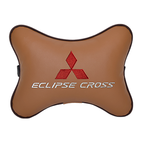 Подушка на подголовник экокожа Fox c логотипом автомобиля MITSUBISHI Eclipse Cross