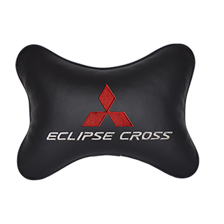 Подушка на подголовник экокожа Black c логотипом автомобиля MITSUBISHI Eclipse Cross