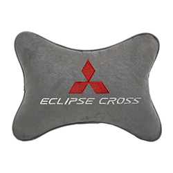 Подушка на подголовник алькантара L.Grey c логотипом автомобиля MITSUBISHI Eclipse Cross
