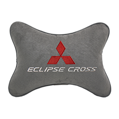 Подушка на подголовник алькантара L.Grey c логотипом автомобиля MITSUBISHI Eclipse Cross
