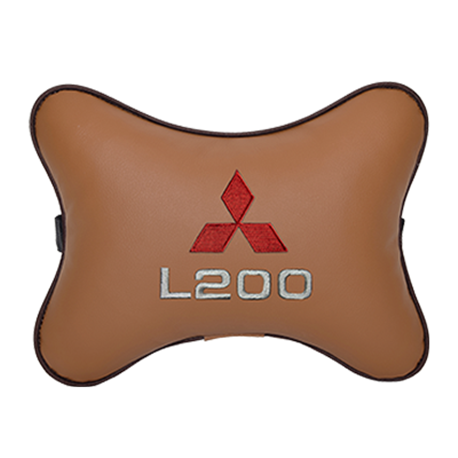 Подушка на подголовник экокожа Fox c логотипом автомобиля MITSUBISHI L200