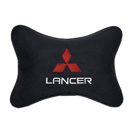 Подушка на подголовник алькантара Black c логотипом автомобиля MITSUBISHI Lancer