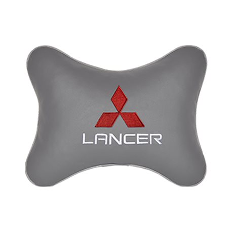 Подушка на подголовник экокожа L.Grey c логотипом автомобиля MITSUBISHI Lancer