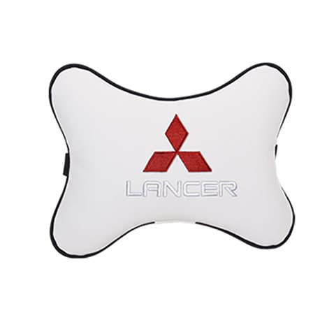 Подушка на подголовник экокожа Milk c логотипом автомобиля MITSUBISHI Lancer