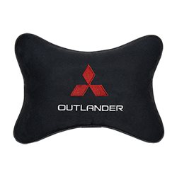Подушка на подголовник алькантара Black c логотипом автомобиля MITSUBISHI Outlander
