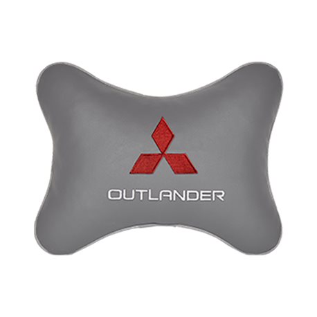 Подушка на подголовник экокожа L.Grey c логотипом автомобиля MITSUBISHI Outlander