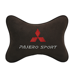 Подушка на подголовник алькантара Coffee c логотипом автомобиля MITSUBISHI Pajero Sport