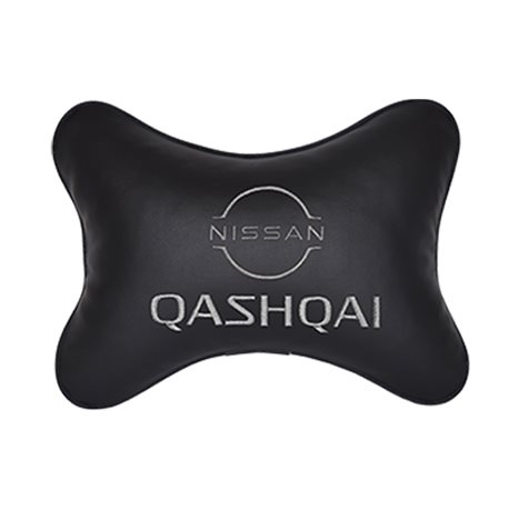 Подушка на подголовник экокожа Black с логотипом автомобиля NISSAN QASHQAI (new)