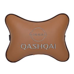 Подушка на подголовник экокожа Fox с логотипом автомобиля NISSAN QASHQAI (new)