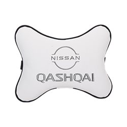Подушка на подголовник экокожа Milk с логотипом автомобиля NISSAN QASHQAI (new)