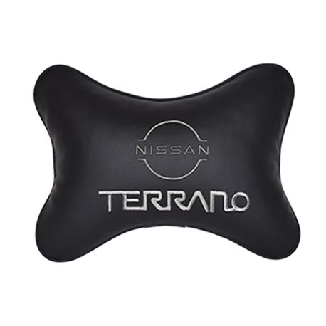 Подушка на подголовник экокожа Black с логотипом автомобиля NISSAN Terrano (new)