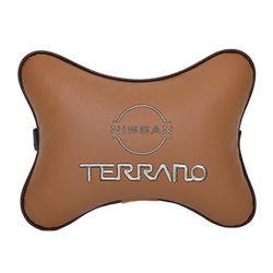 Подушка на подголовник экокожа Fox с логотипом автомобиля NISSAN Terrano (new)