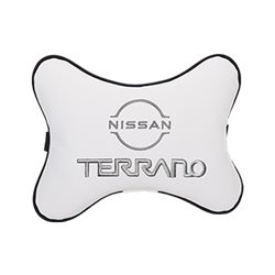 Подушка на подголовник экокожа Milk с логотипом автомобиля NISSAN Terrano (new)