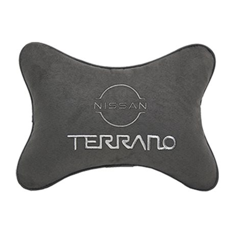 Подушка на подголовник алькантара D.Grey с логотипом автомобиля NISSAN Terrano (new)