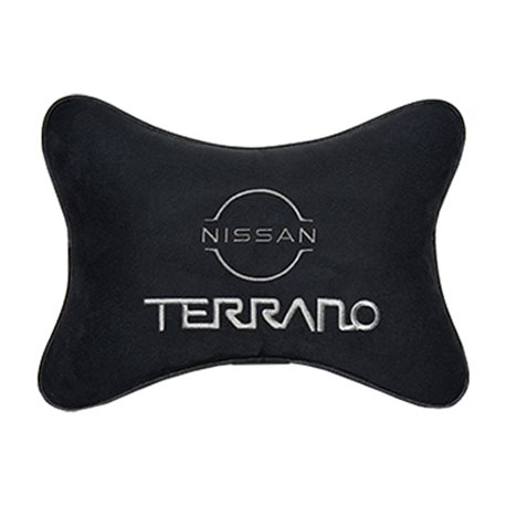 Подушка на подголовник алькантара Black с логотипом автомобиля NISSAN Terrano (new)
