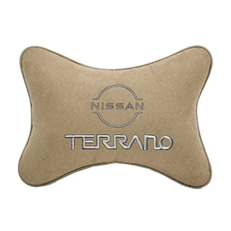 Подушка на подголовник алькантара Beige с логотипом автомобиля NISSAN Terrano (new)