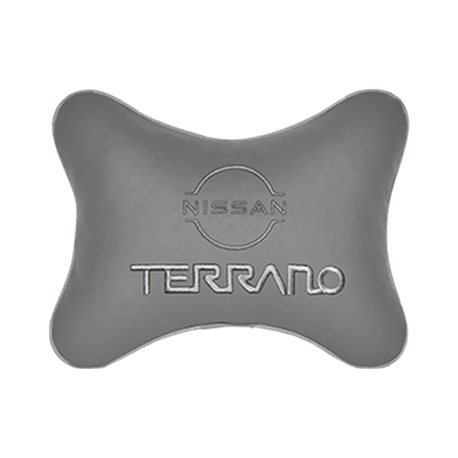 Подушка на подголовник экокожа L.Grey с логотипом автомобиля NISSAN Terrano (new)