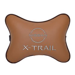 Подушка на подголовник экокожа Fox с логотипом автомобиля NISSAN X-Trail (new)