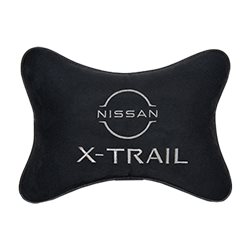 Подушка на подголовник алькантара Black с логотипом автомобиля NISSAN X-Trail (new)
