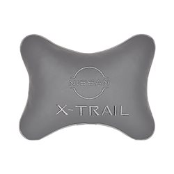 Подушка на подголовник экокожа L.Grey с логотипом автомобиля NISSAN X-Trail (new)