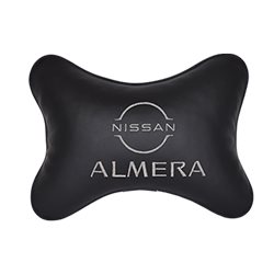 Подушка на подголовник экокожа Black с логотипом автомобиля NISSAN Almera (new)