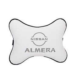 Подушка на подголовник экокожа Milk с логотипом автомобиля NISSAN Almera (new)