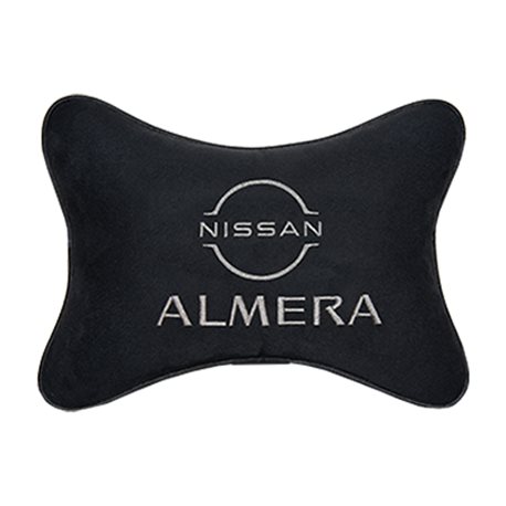 Подушка на подголовник алькантара Black с логотипом автомобиля NISSAN Almera (new)