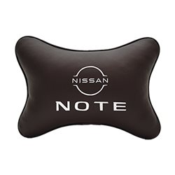 Подушка на подголовник экокожа Coffee с логотипом автомобиля NISSAN Note