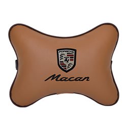 Подушка на подголовник экокожа Fox c логотипом автомобиля PORSCHE Macan