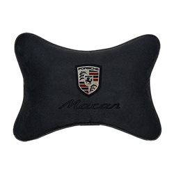 Подушка на подголовник алькантара Black c логотипом автомобиля PORSCHE Macan