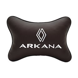 Подушка на подголовник экокожа Coffee с логотипом автомобиля RENAULT Arkana