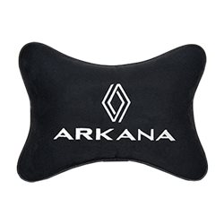 Подушка на подголовник алькантара Black с логотипом автомобиля RENAULT Arkana