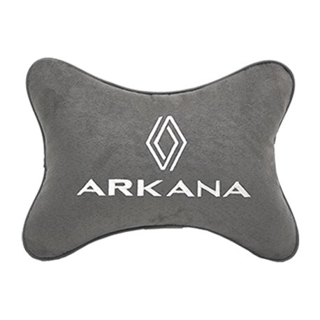 Подушка на подголовник алькантара L.Grey с логотипом автомобиля RENAULT Arkana