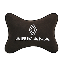 Подушка на подголовник алькантара Coffee с логотипом автомобиля RENAULT Arkana