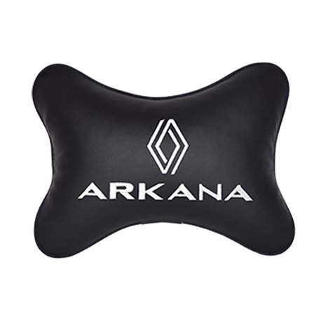 Подушка на подголовник экокожа Black с логотипом автомобиля RENAULT Arkana