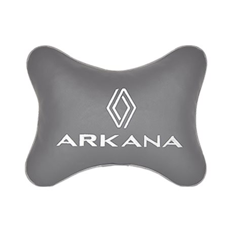 Подушка на подголовник экокожа L.Grey с логотипом автомобиля RENAULT Arkana