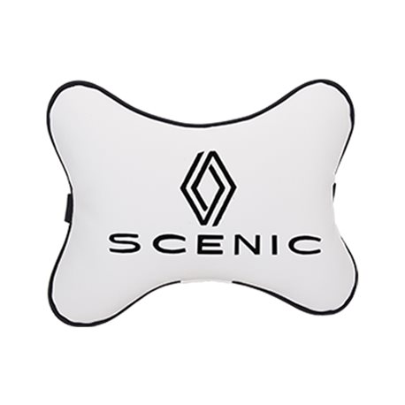 Подушка на подголовник экокожа Milk с логотипом автомобиля RENAULT Scenic