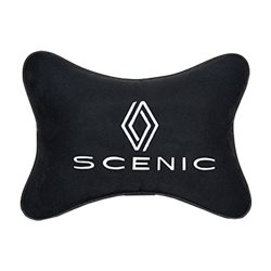 Подушка на подголовник алькантара Black с логотипом автомобиля RENAULT Scenic