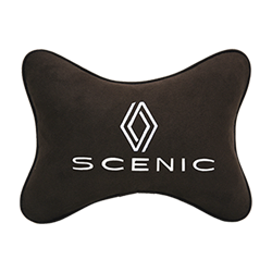 Подушка на подголовник алькантара Coffee с логотипом автомобиля RENAULT Scenic