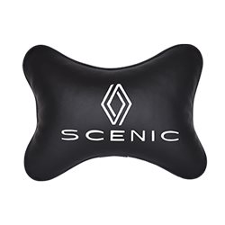 Подушка на подголовник экокожа Black с логотипом автомобиля RENAULT Scenic