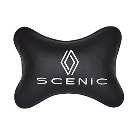 Подушка на подголовник экокожа Black с логотипом автомобиля RENAULT Scenic