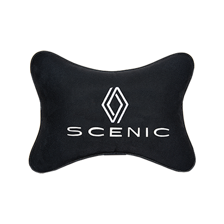 Подушка на подголовник алькантара Black с логотипом автомобиля RENAULT Scenic