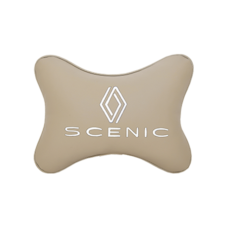 Подушка на подголовник экокожа Beige с логотипом автомобиля RENAULT Scenic