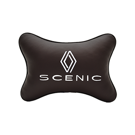 Подушка на подголовник экокожа Coffee с логотипом автомобиля RENAULT Scenic